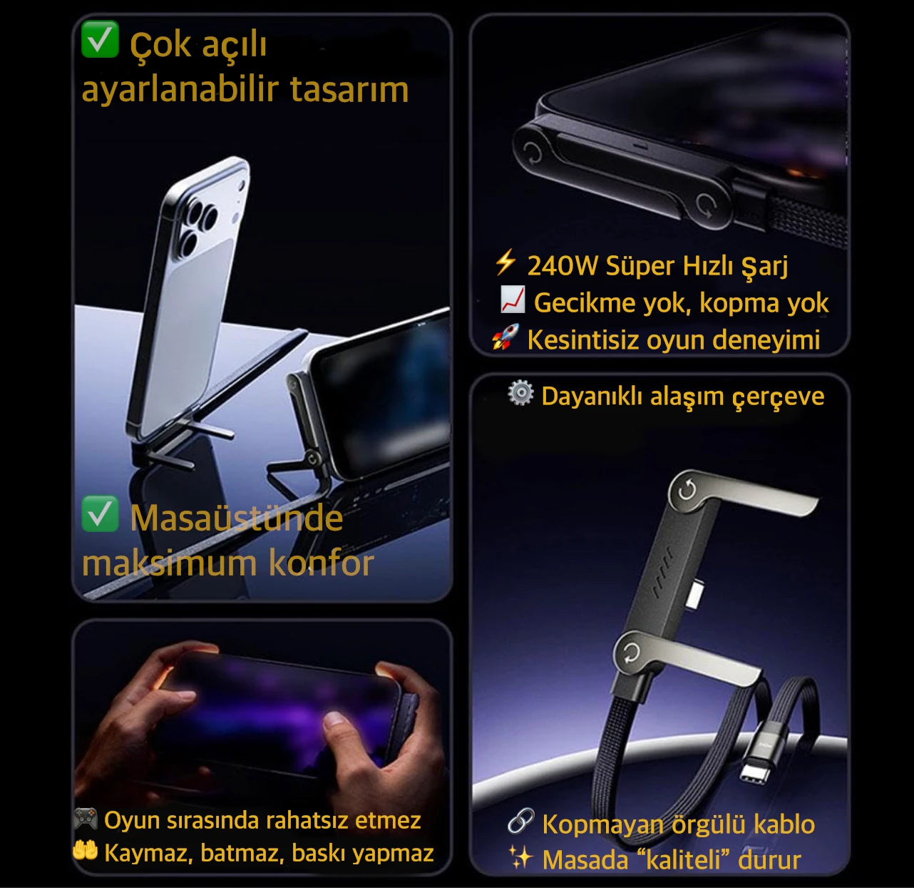 Hacıyatmaz Kablo 240W Hızlı Şarj 480Mbps Veri Aktarımı